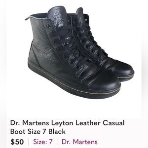 Dr. Martens Leyton Leather Casual Boot Size 7 Black